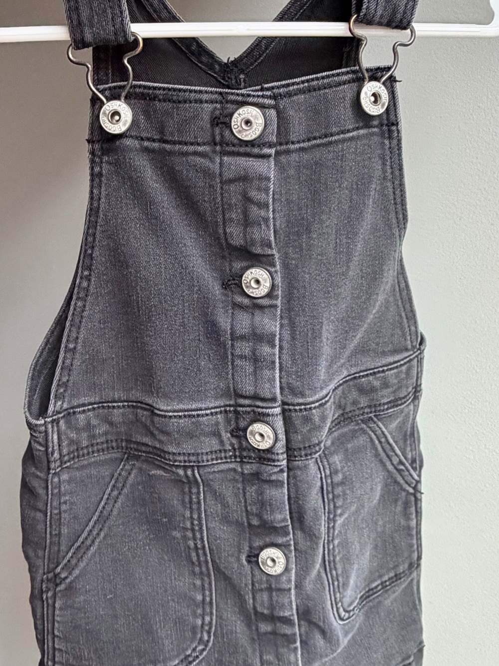 Toddler Girl Button-Front Black Denim Overalls Skirt
